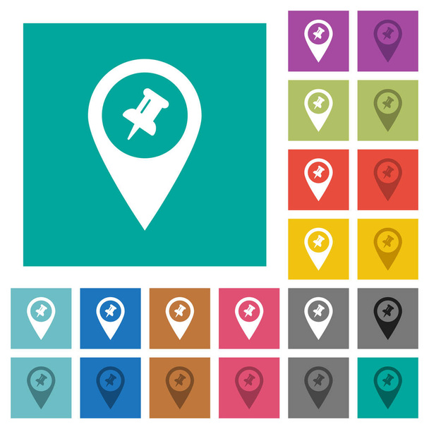 Pin GPS mapa ubicación cuadrado plano iconos multicolores
 - Vector, imagen