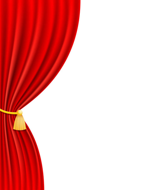 red theatrical curtain vector illustration - Vetor, Imagem