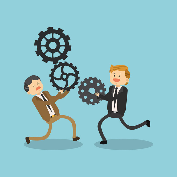 Businessmen with gears - Vector, Image