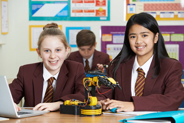 Portrait Of Female Pupils In Science Lesson Studying Robotics - Photo, image