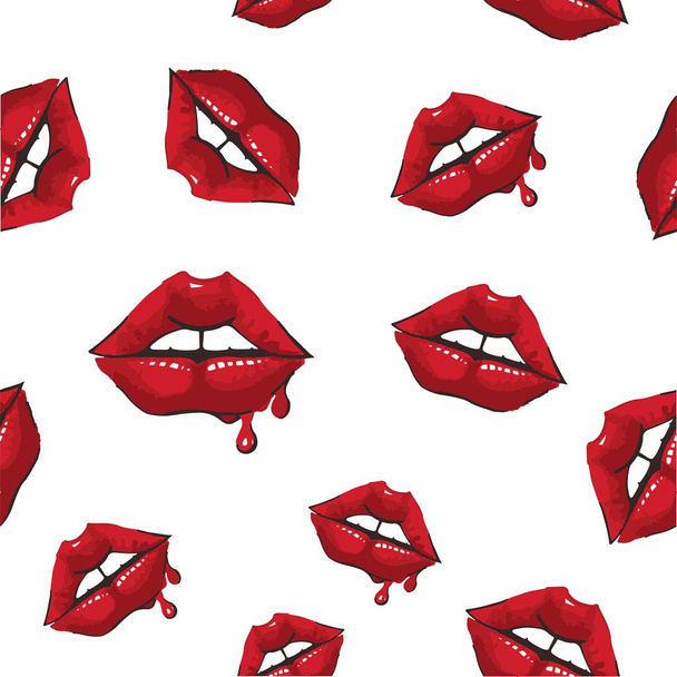 Seamless background. Vector lips. Icon. A womans mouth. Red lipstick eps jpg - Διάνυσμα, εικόνα