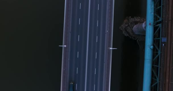 Close Up Aerial Shot Of Cars On A Bridge - Footage, Video