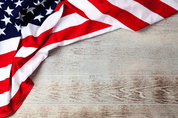 USA flag on wood background - Foto, imagen