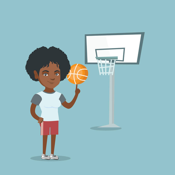 Young african basketball player spinning a ball. - Вектор,изображение