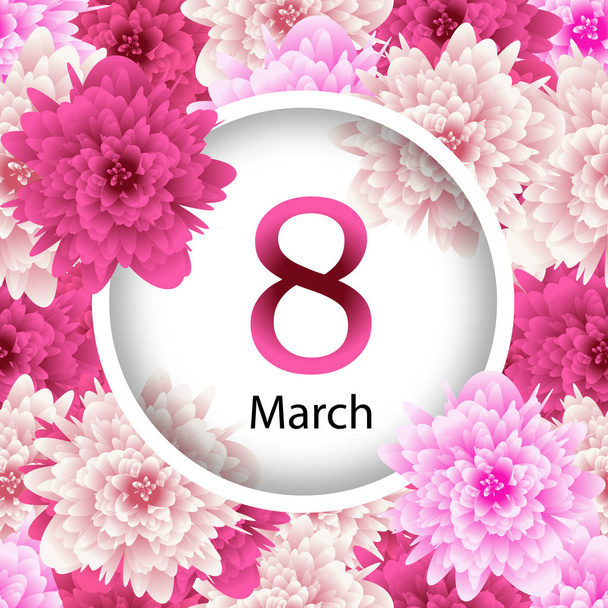 Şablon tebrik kartı ile arka plan çiçekler 8 Mart Dünya Kadınlar Günü. Vektör - Vektör, Görsel