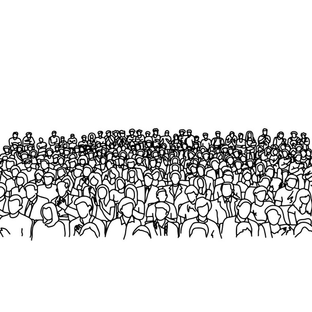 osoby w konferencji Pokój wektor ilustracja szkicu ręcznie rysowane z czarnymi liniami, izolowana na białym tle - Wektor, obraz