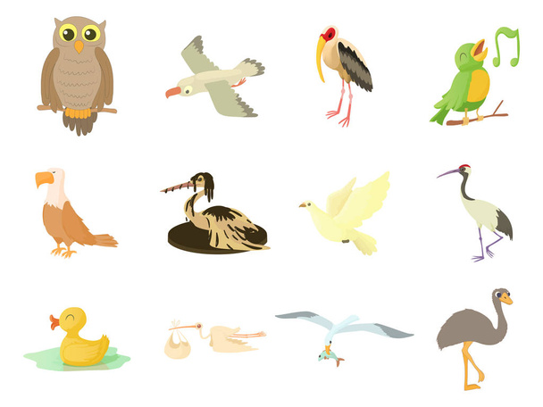 Set di icone per uccelli, stile cartone animato
 - Vettoriali, immagini