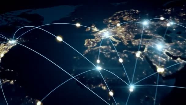 Παγκόσμια επιχειρηματική έννοια των συνδέσεων και της μεταφοράς πληροφοριών στον κόσμο - Πλάνα, βίντεο