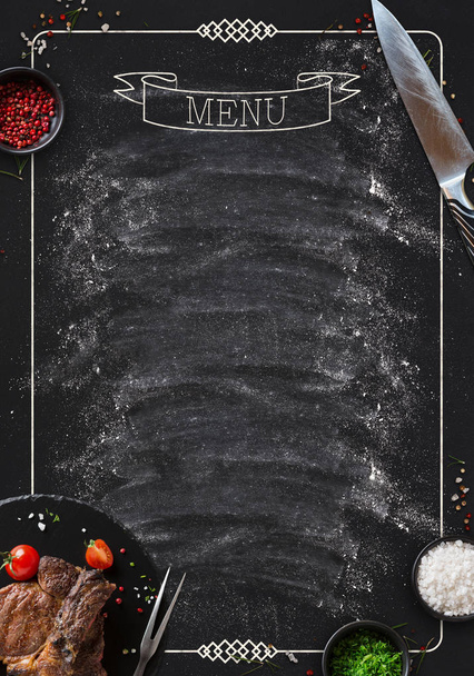 Black chalkboard as mockup for restaurant menu - Photo, Image