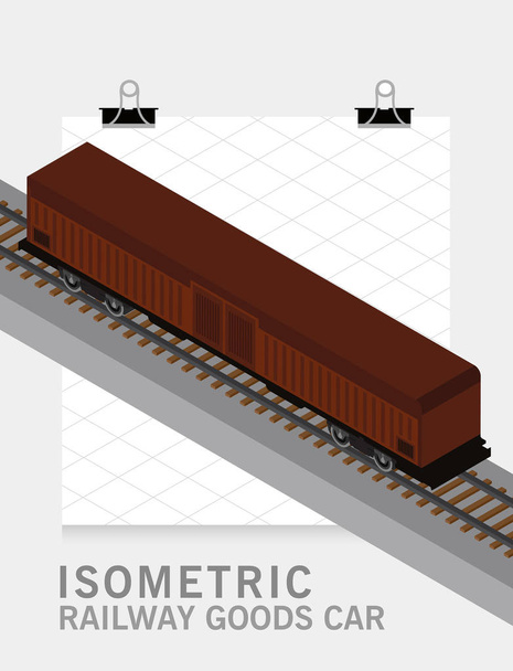 Isometric railway Goods car, vector illustration - Vector, Image