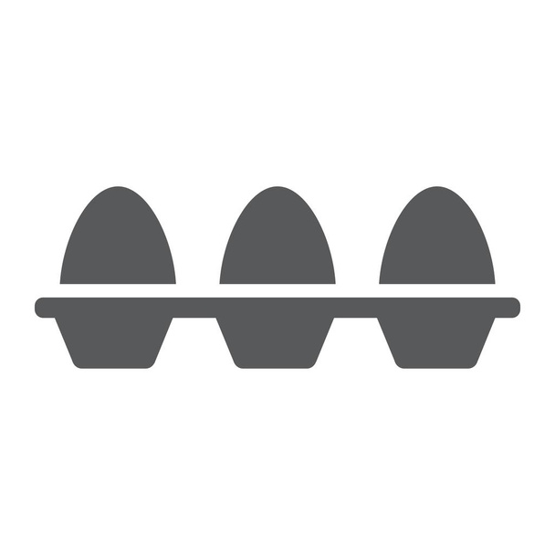 Eieren in doos glyph pakketpictogram, de landbouw en de landbouw, eiwit teken vector graphics, een effen patroon op een witte achtergrond, eps 10. - Vector, afbeelding