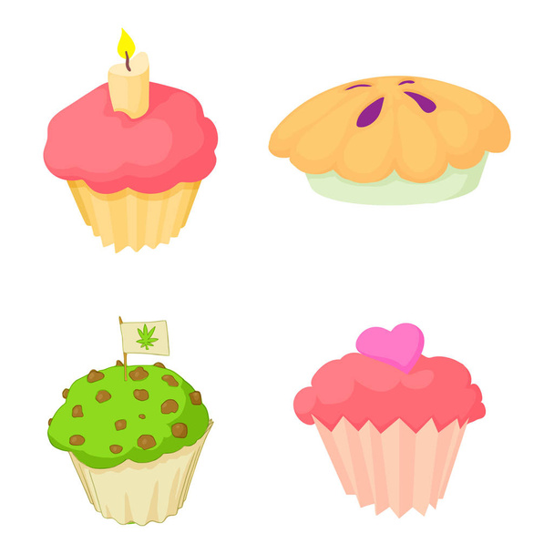 Conjunto de ícones de cupcake, estilo cartoon
 - Vetor, Imagem