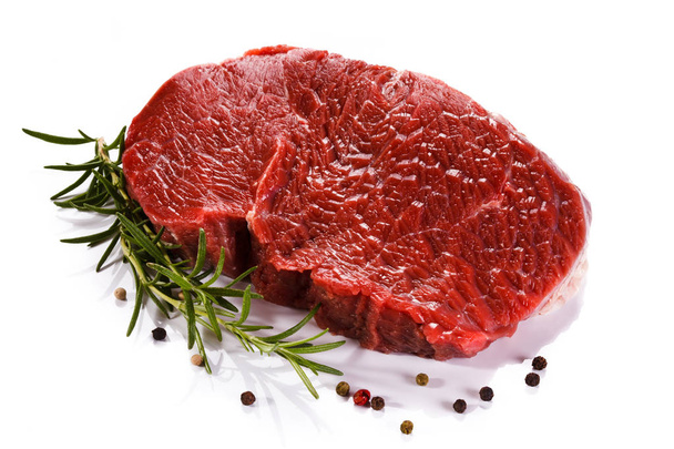 Fresh raw beef on white background - Photo, image