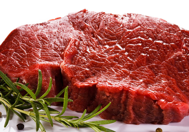 Fresh raw beef on white background - Photo, image