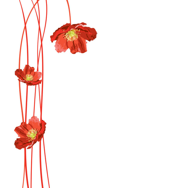 Card with decorative poppies. - Vector, Image