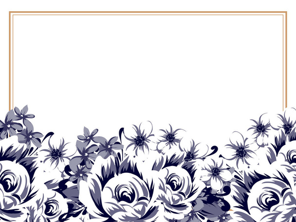 Tarjeta de boda de flores ornamentadas de estilo vintage. Elementos florales en contorno
 - Vector, imagen