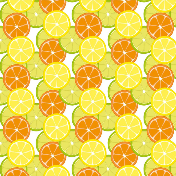 Pattern with citrus fruits Mix of lemon lime and orange - Vector, Imagen
