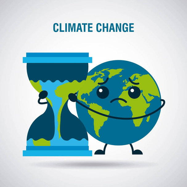 alterações climáticas cartoon triste planeta terra ampulheta tempo
 - Vetor, Imagem