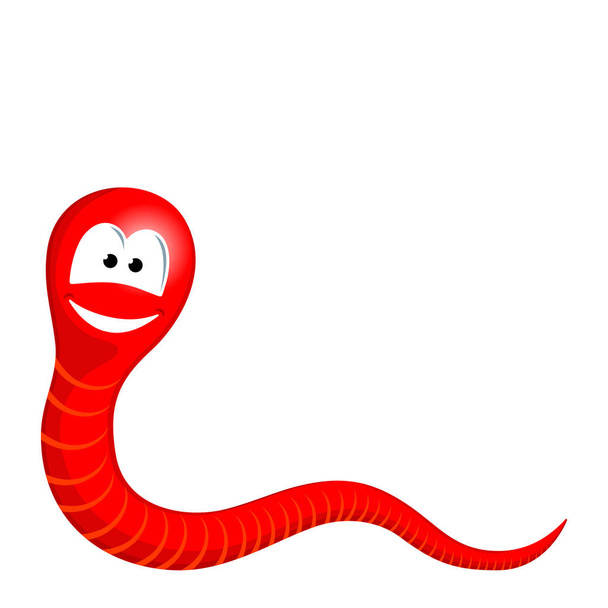 мультяшный червь улыбается
 - Вектор,изображение