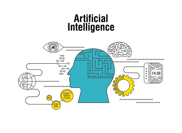 intelligenza artificiale testa umana cervello mondo ingranaggio connessione
 - Vettoriali, immagini