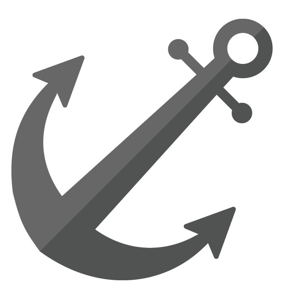 Nautical, boat anchor flat icon - Vector, Image