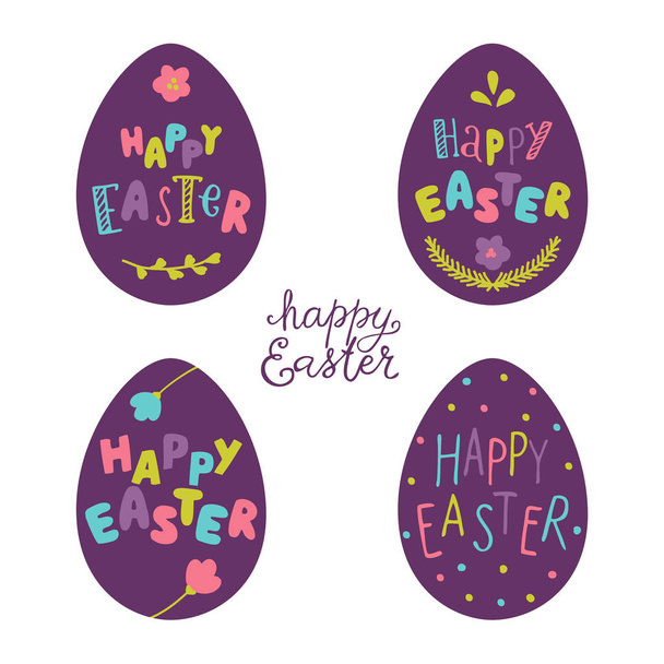 Happy easter,hand drawn lettering,vector set. - Vector, Image