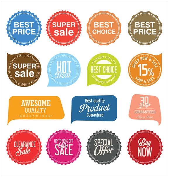Sale stickers en tags kleurrijke collectie - Vector, afbeelding