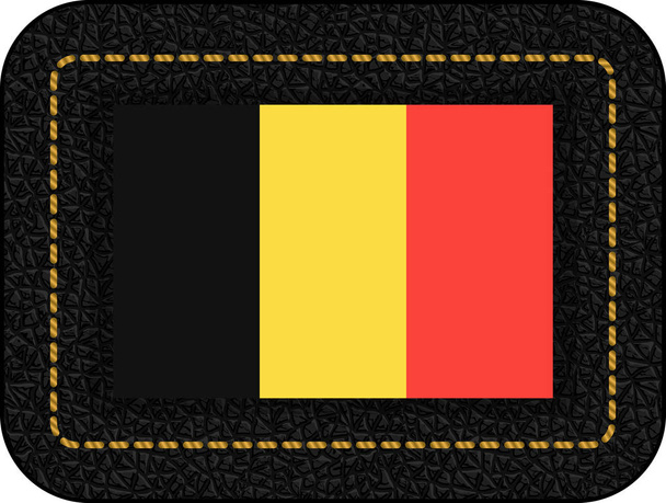Флаг Бельгии. Векторная икона на фоне черной кожи
 - Вектор,изображение