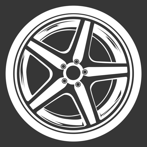 Wheel disc and tire black - Vector, Image
