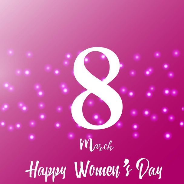 8 March. Happy Women's day greeting card with sparkles on red. Vector - Vector, Image