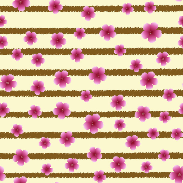 Naadloos patroon met roze bloemen en diagonale lijnen. Vector - Vector, afbeelding