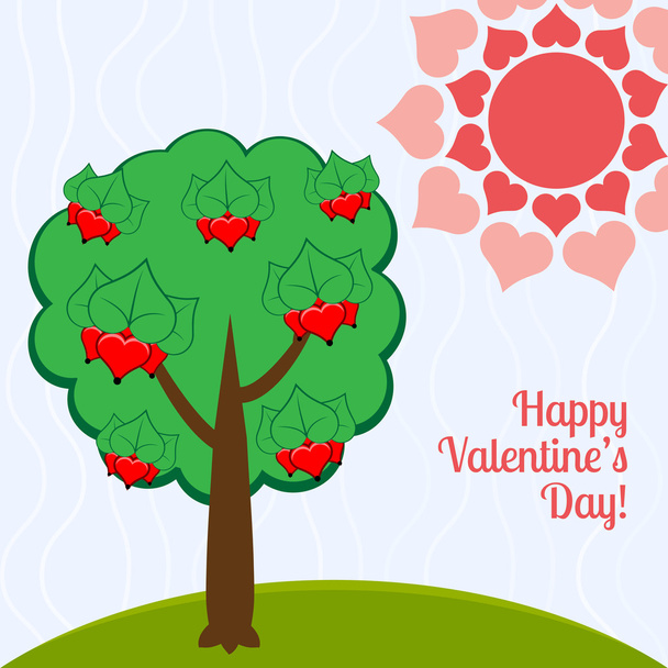 ilustración vectorial de un árbol con corazones. - Vector, Imagen
