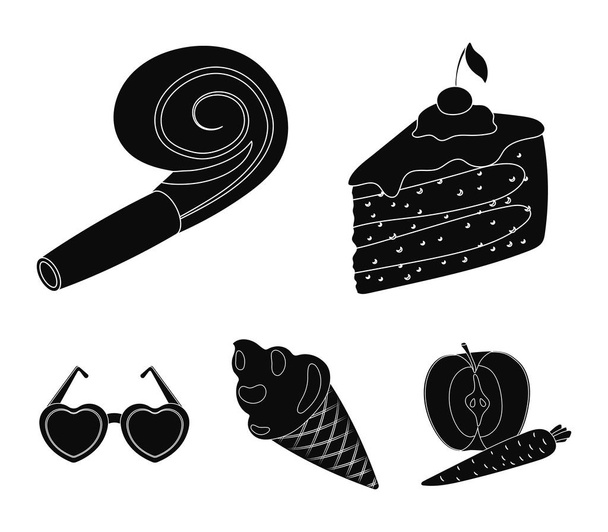 Refreshments and other accessories at the party.Party and partits set collection icons in black style vector symbol stock illustration web. - Wektor, obraz