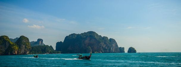 dlouhý ocas čluny, tropické pláže, Andamanské moře, Thajsko - Fotografie, Obrázek