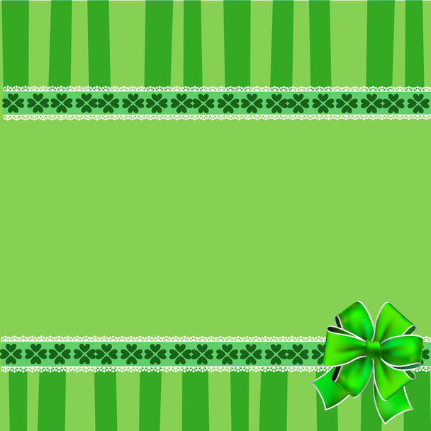 Saint Patricks Day template with clover lace and bow - Vektor, kép