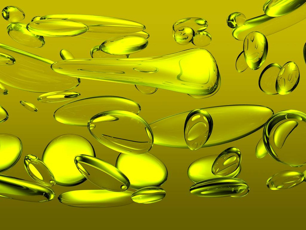 Gotas de agua sobre fondo amarillo
 - Foto, Imagen