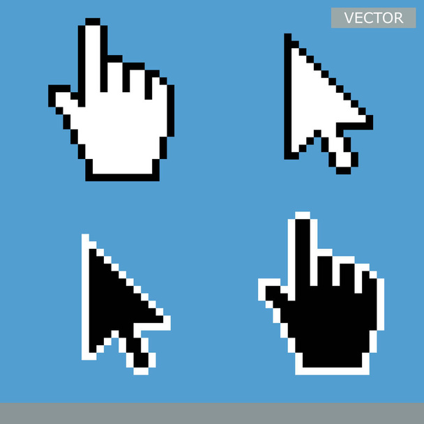 Білі і чорні курсори стрілок і піктограми рук ізольовані на світло-блакитному фоні Векторний набір ілюстрацій
 - Вектор, зображення
