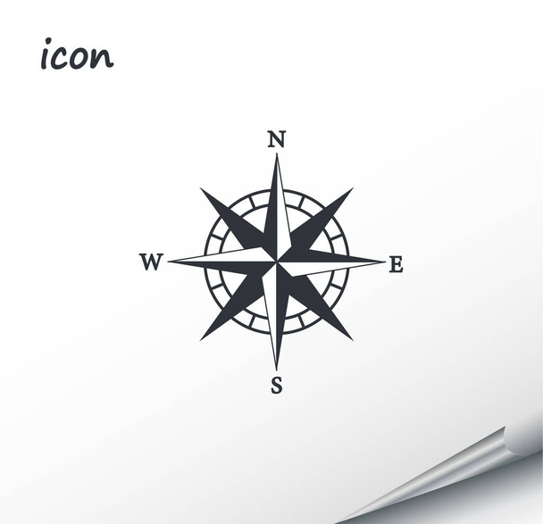 Vektorkompass-Symbol auf einem umwickelten silbernen Laken - Vektor, Bild