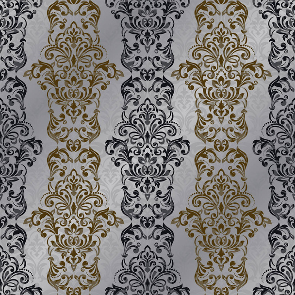 Seamless damask pattern for background or wallpaper design. Seam - Διάνυσμα, εικόνα