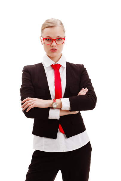 Businesswoman over white - Foto, afbeelding