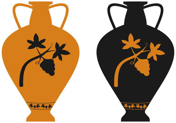 Amphora with image of grape vine - Wektor, obraz