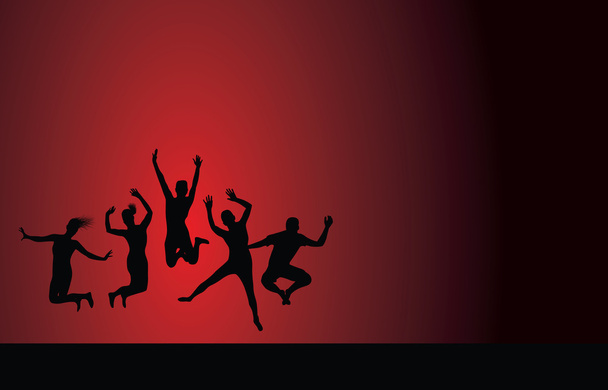 Group jumping on a red background - Vector, Image
