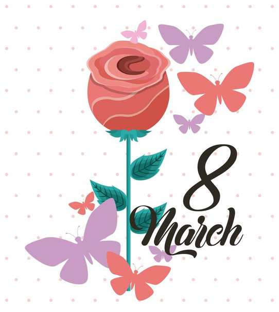 8 de marzo Día Internacional de la Mujer tarjeta de felicitación floral imagen
 - Vector, Imagen