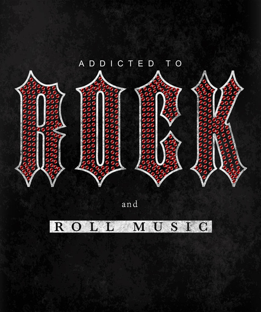 diseño gráfico de moda con eslogan rock rock para camiseta sobre fondo negro
 - Foto, imagen