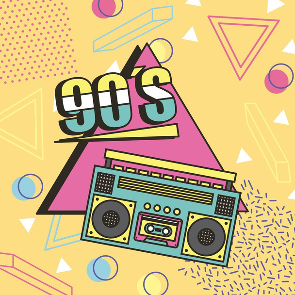 tape recorder 90s music memphis style background - Vector, Image