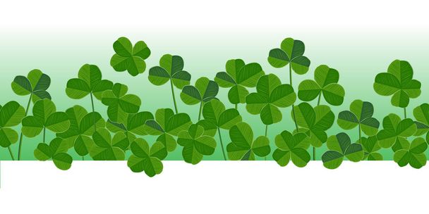 St. Patrick's day vector horizontal seamless background with shamrock leaves. - Vector, Image
