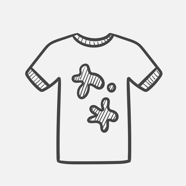 Dirty t-shirt hand drawn sketch icon. - Vecteur, image