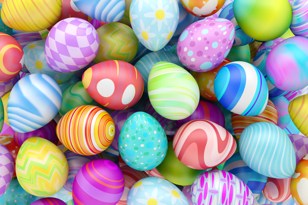 Pile d'œufs de Pâques colorés
 - Photo, image