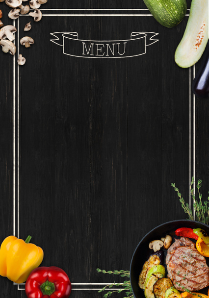 Black chalkboard as mockup for restaurant menu - Foto, Imagen