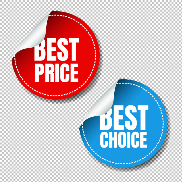 Best Price Labels Set Transparent Background With Gradient Mesh, Vector Illustration - Vetor, Imagem